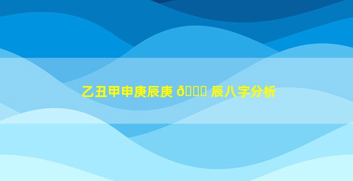 乙丑甲申庚辰庚 🐞 辰八字分析